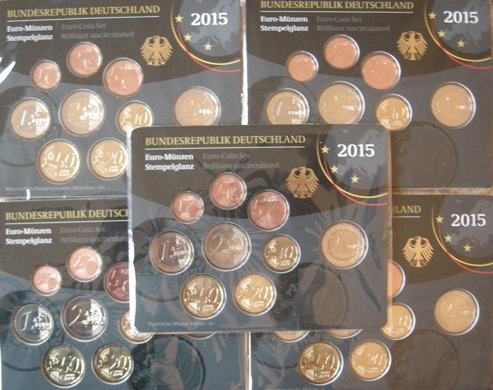 (afbeelding voor) UNC set DUITSLAND 2015 D van 1 cent tot en met 2 euro